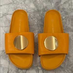 Tory Burch Orange Patos Slide Sandals with Gold Accent women’s 8.5